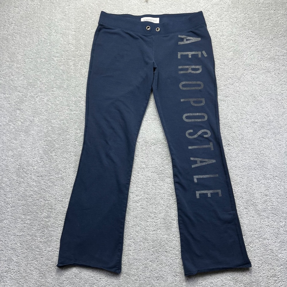 Y2k Aeropostale Sweatpants Womens Large Navy Blue Flare Leg Bootcut Low Rise